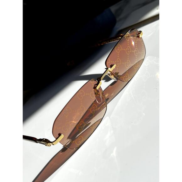 NEW Gucci GG1221S 004 Rimless Monogram Logo Lens Sunglasses - Picture 7 of 10